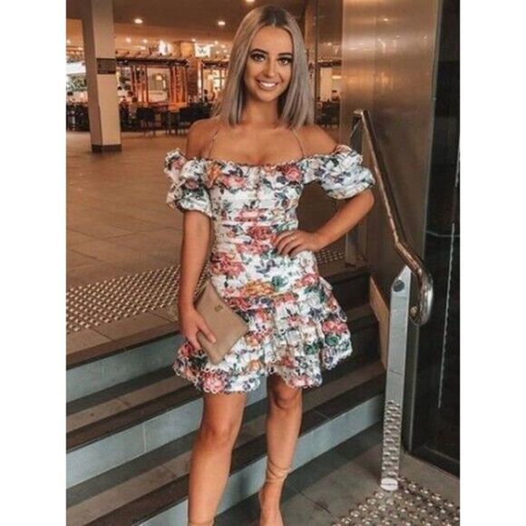 ZIMMERMANN Floral Print Mini Dress AU 0 / US 4 white - Picture 2 of 16